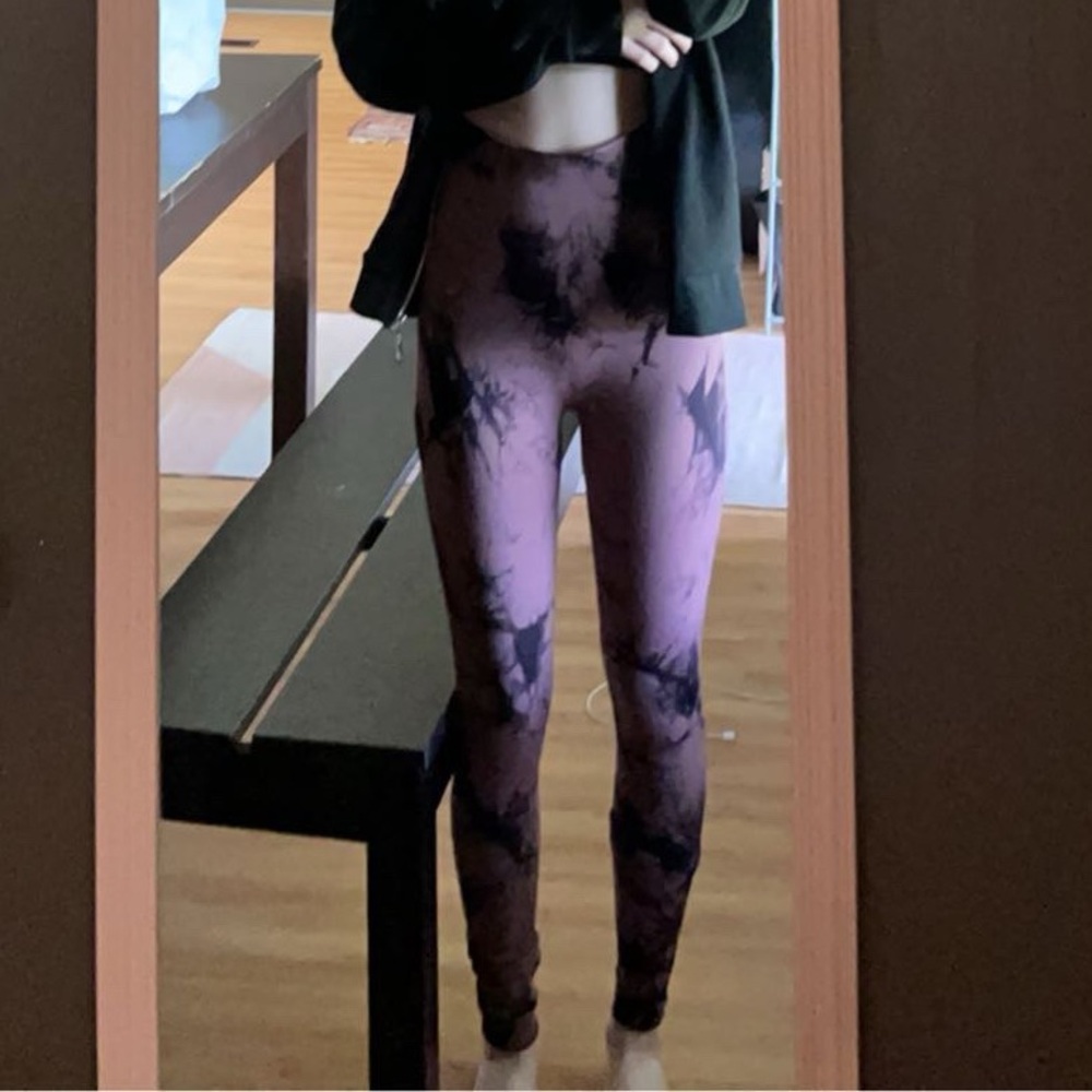 SHEIN Purple and Black Tie-Dye Leggings